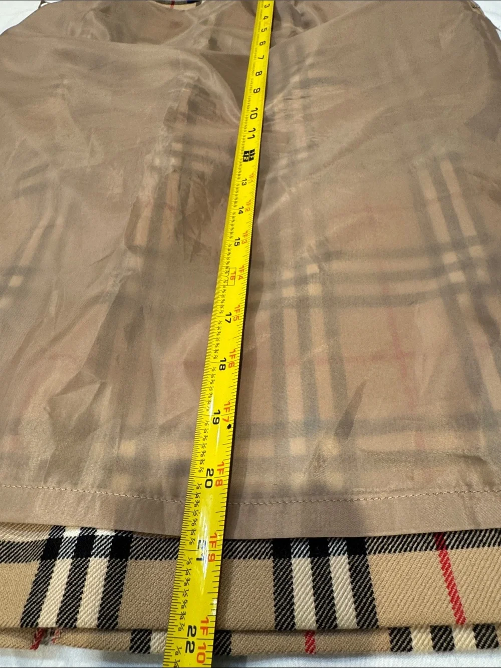 Authentic Burberry Beige Plaid Pencil Skirt with Red and Black Accents